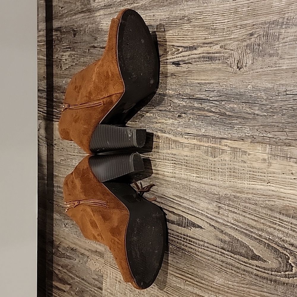 Brown Faux Suede Bootie With Fringe - image 5